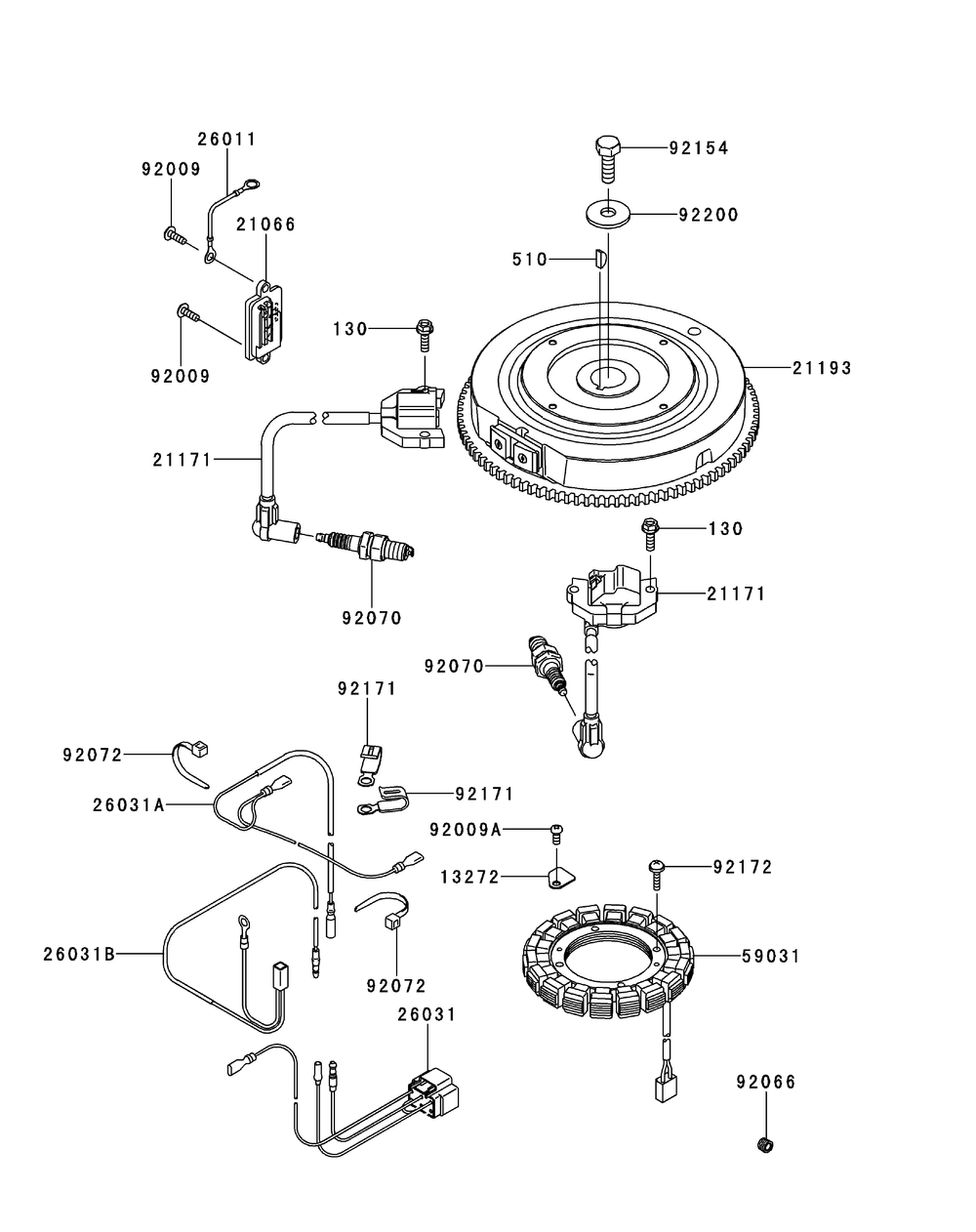Kawasaki Fr730v-As21 Electric Equipment Diagram and Parts List for Z-FORCESZ48 (17AIDGHB-17AIDGHB010)(2015) Cub Cadet Lawn Tractor